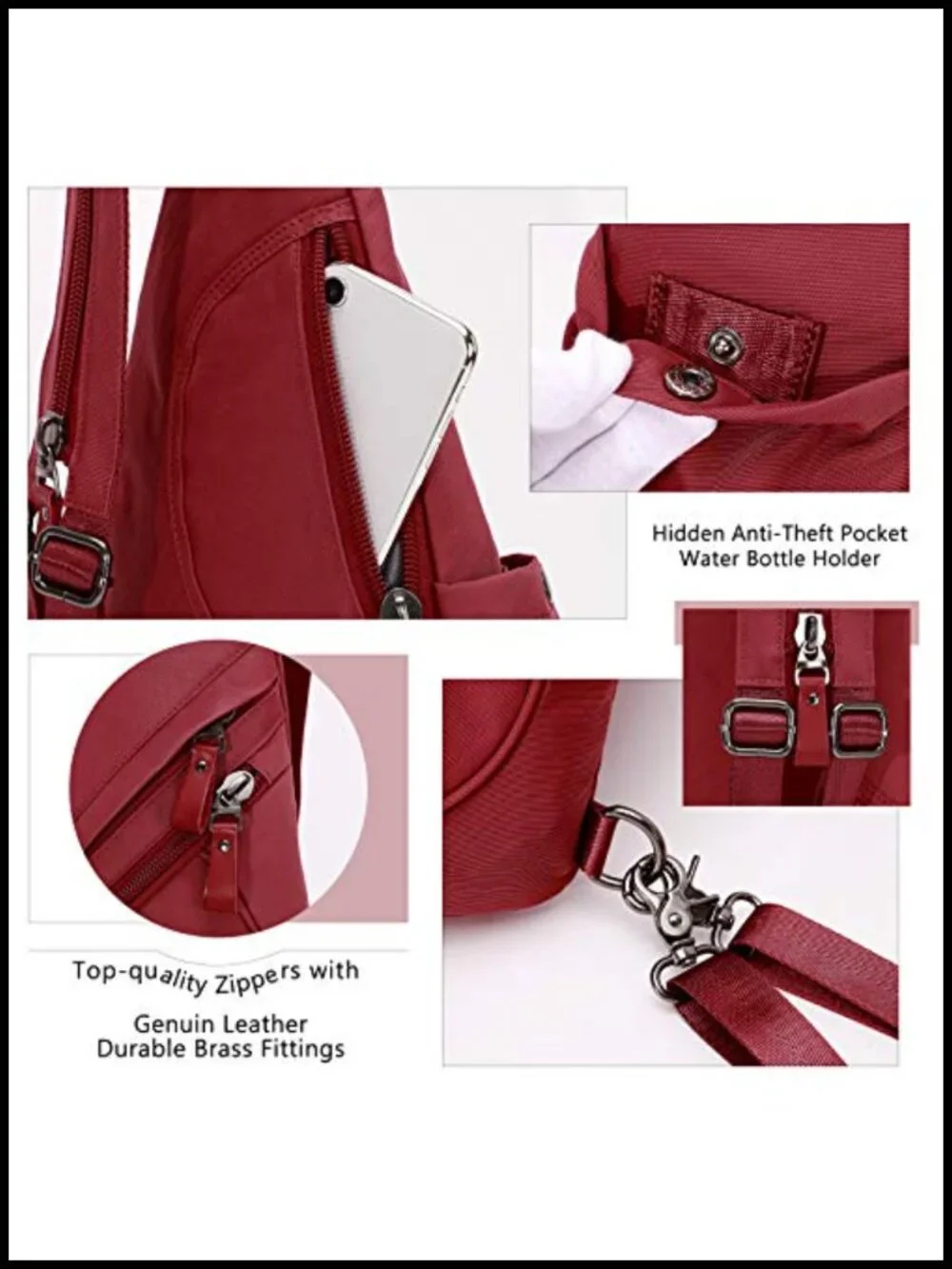 Nylon Sling Bag Small Crossbody Backpack Casual Daypack Multipurpose Rucksack